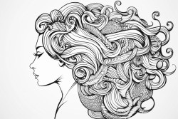 head of a woman with her back turned