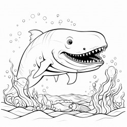 a whale eating a dragon