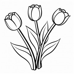simple flower tulips drawing with bold and black lines