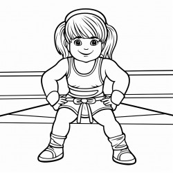 female child with down syndrome dressed as a wrestler inside a wrestling ring