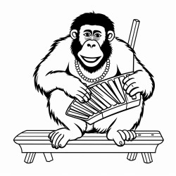 a gorilla playing the instrument a kalimba