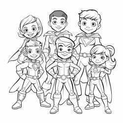 a superhero team posing together very simple