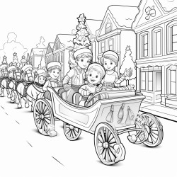 coloring pages christmas parade cartoonstyle thick lines no shadow