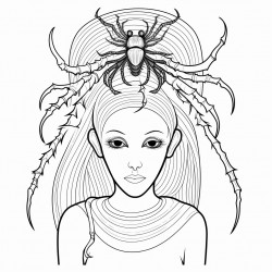 spider with a womans torso coming out of the head