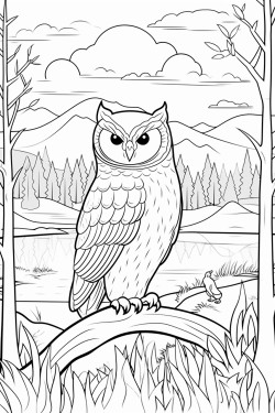 paysage dautomne avec un hibou et un colier