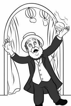 a rabbi throwing an orange at a synagogue