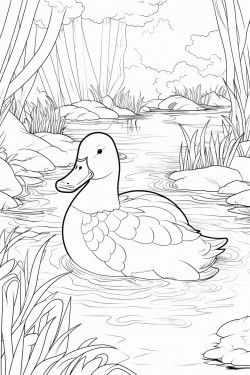 duck play water in canal