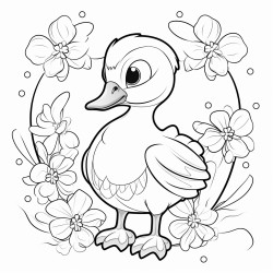 little goose design with flower