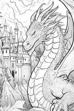 coloring dragon forest castle