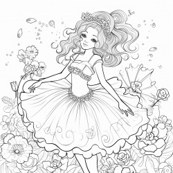 ballerina with a floral backdrop