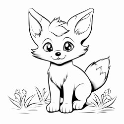 netural painting of cute fox coloring page for kids