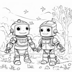cartoon robots in autumn