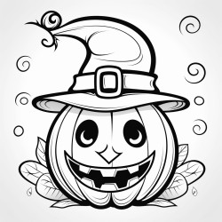 cutesy halloween picture with bold lines and easy to color