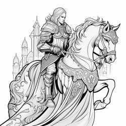 a dark knight on a gothic horse with intricate armor and flowing cloak