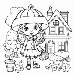 autumn coloring page for kids