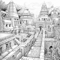 futuristic aztec city in the jungle