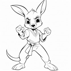a cartoon kangaroo karate kicking