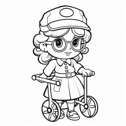 a cute nurse wears glasses and a hat holding a walker bold and easy