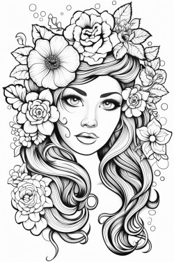 frau mit blumenkopf