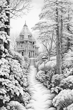 grayscale winter landscape