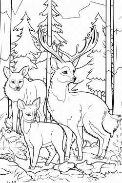 tyvrins in the forest deer fox bear hare