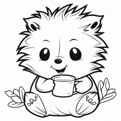 porcupine drinking tea