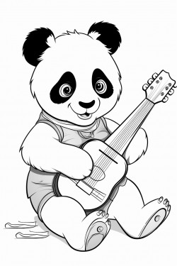 panda playing music instruments