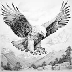 draw an angry eagle with both wing wider and leg should be seen in the image with wide spread wings