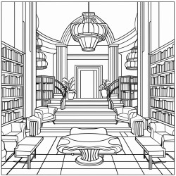 art deco library interior