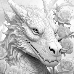 dragon with flowers