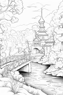 50 coloring pages of landscapes themed on the four seasons
