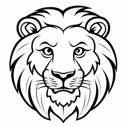 retro cartoon picture of a closeup face of a lion