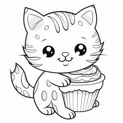 cute cat with a cupcate