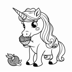 unicorn eating a strawberry
