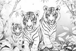 tigers cubs playing in a forest