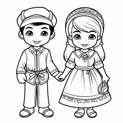 indonesian boy and girl wearing traditional clothes