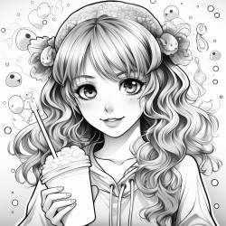 cute girl inside bubble tea