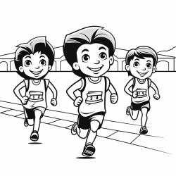 create image for coloring for kids 49 age about sprinters racing on the track