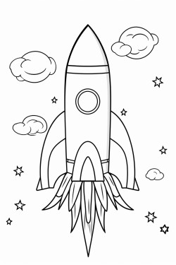 illustration of rocket in a space