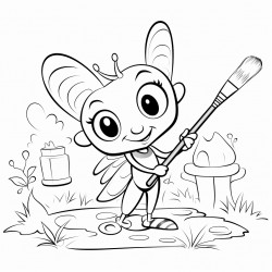 ant in forest with a paintbrush and art aisle