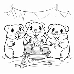 beaver partying and eating thai