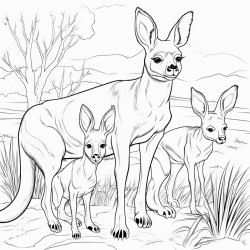 family cubs of kangaroo