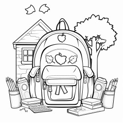 says first day of second grade in letters you can color in with different school supplies to color around it