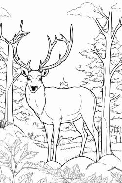 une foret un cerf et une rivire