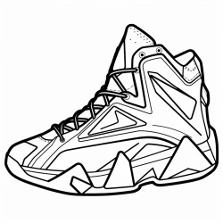 a basketball shoe with a triangular pattern and bold lines