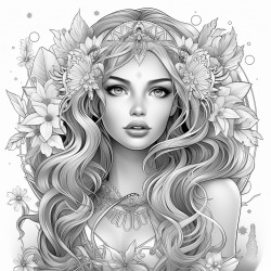 pretty girl with straight hair and crystals surrounding her