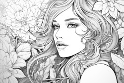 create 15 coloring pictures with bold strokes on the cozy girl theme
