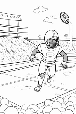 football field with football player catching football