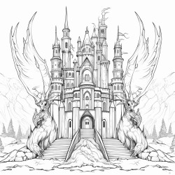 gothic castle with a dragon