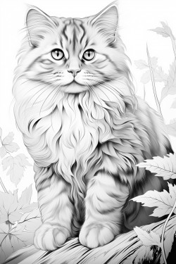 a beautiful but disheveled cat in a magical forest
